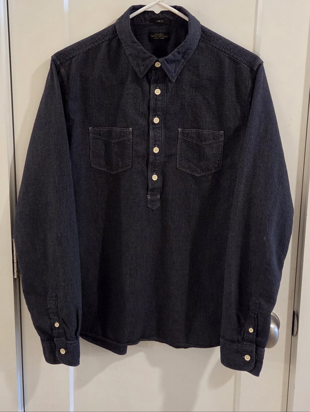 Allsaints Sandoval Micro-Grid Cotton Polo Shirt - Dark Grey - Size Medium